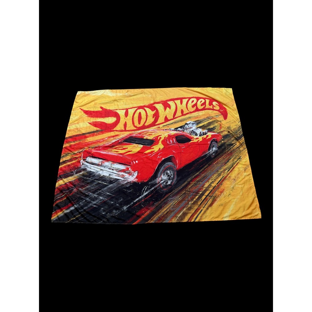 Hot Wheels Open Road Brands Wall Tapestry Red Muscle Car Flame Banner 60x50"